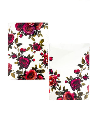 Victorian-inspired vibrant color roses on a glass clear plastic cover for discbound planners on a white background. 