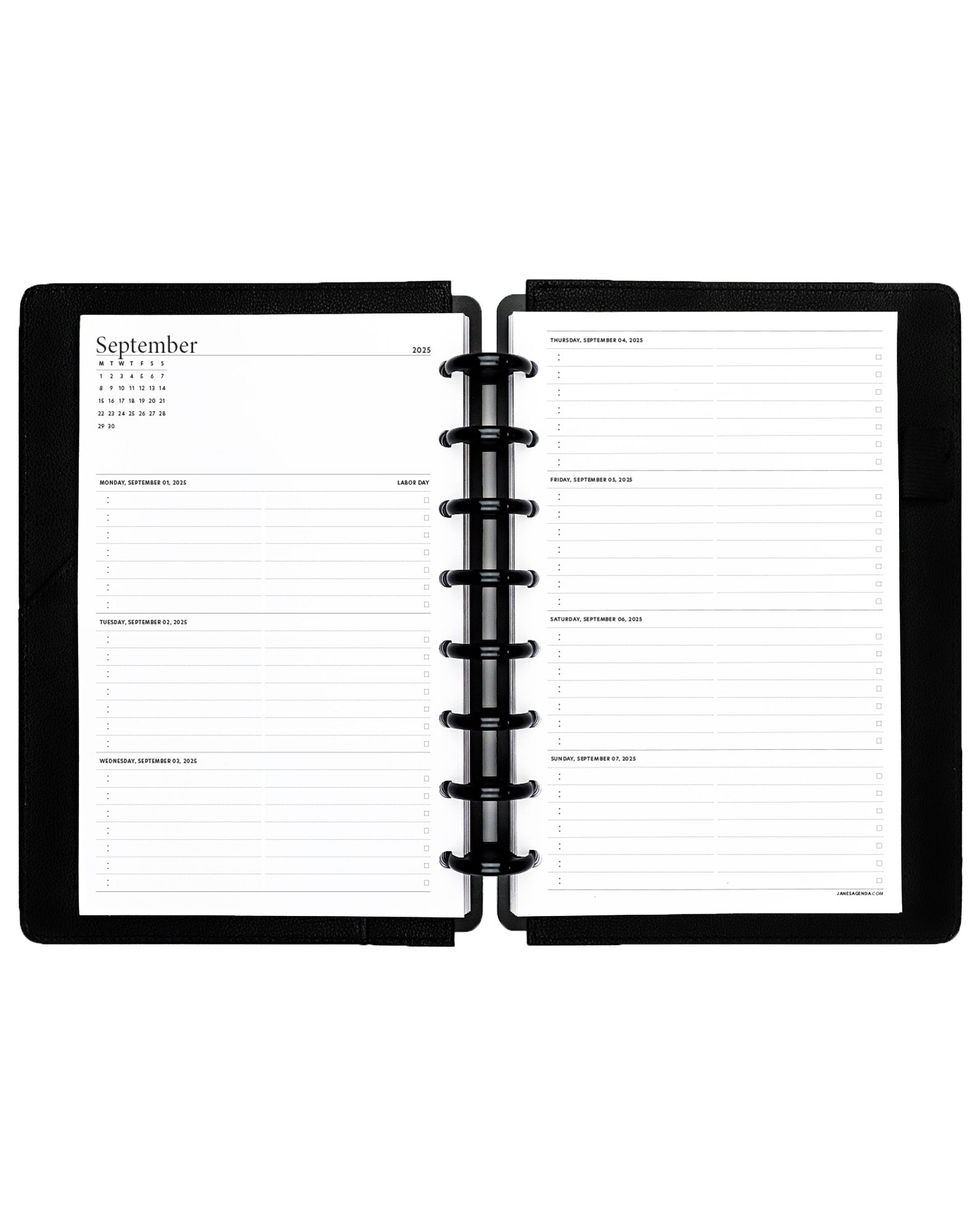 Weekly planner inserts refill pages for disc-bound planners and disc notebooks by Jane's Agenda.