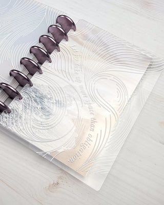 Clear Discbound Planner Cover |  Joy Over Obligation | White Ink