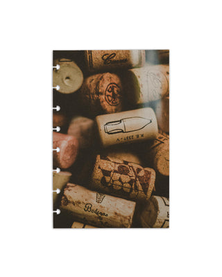 Discbound planner dashboard with wine corks design on a white background 