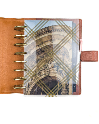 Clear Discbound Planner Cover | Antique Plaid