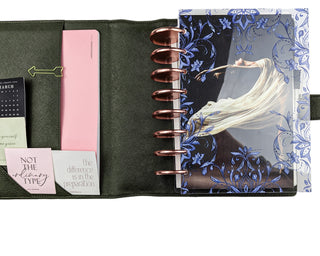 Planner Cover | Blue Filigree | Glass Clear