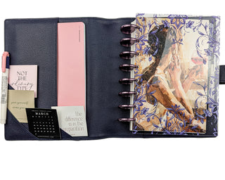 Planner Cover | Blue Filigree | Glass Clear