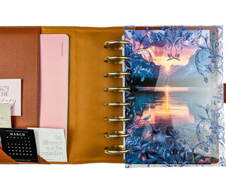 Planner Cover | Blue Filigree | Glass Clear