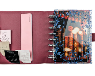 Planner Cover | Blue Filigree | Glass Clear