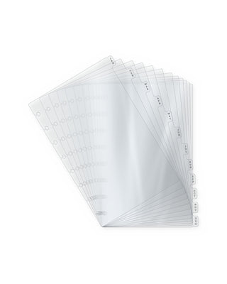 Monthly Tabbed Dividers | Clear Plastic | Black Ink