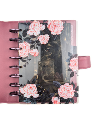 Clear Discbound Planner Cover | Pink Roses