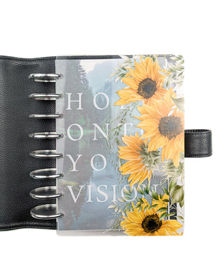 Clear Plastic Discbound Planner Cover | Sunflowers