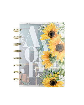 Clear Plastic Discbound Planner Cover | Sunflowers