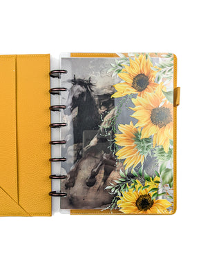 Clear Plastic Discbound Planner Cover | Sunflowers