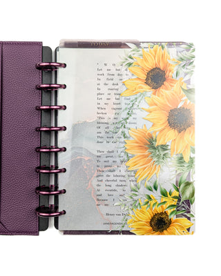 Clear Plastic Discbound Planner Cover | Sunflowers