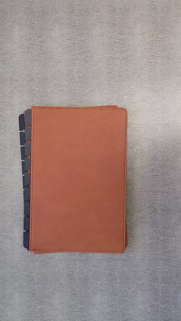 Saddle Brown Vegan Leather Planner Cover for Discbound by Jane's Agenda