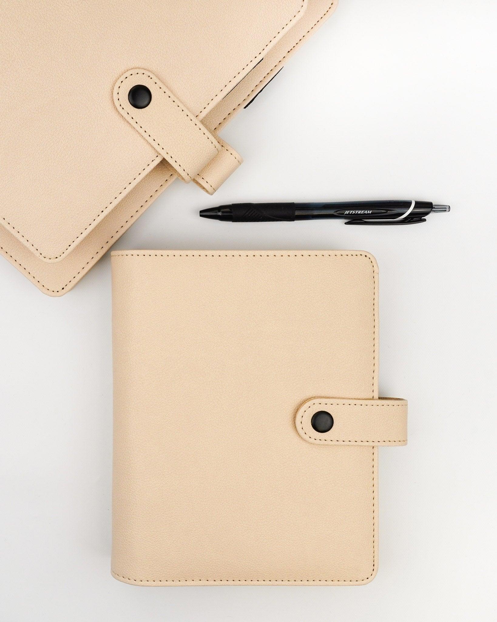 Vegan Leather Planner Cover, Six Ring, Crème