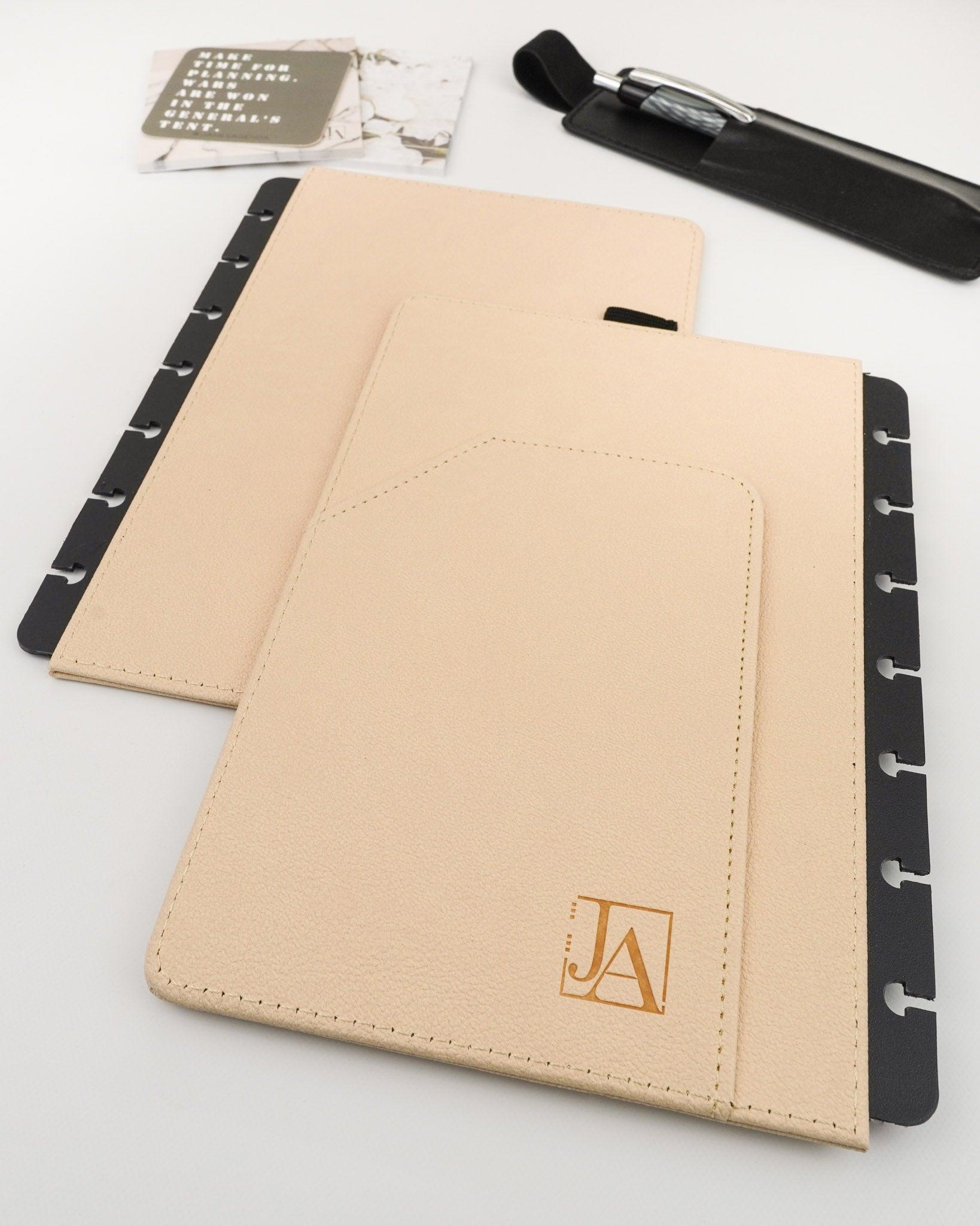 Premium vegan leather planner covers for discbound planner systems by Jane's Agenda.