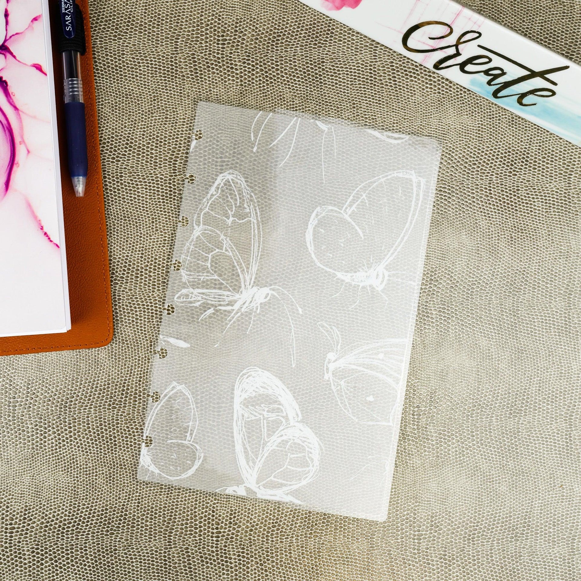 Butterfly Planner Dashboard | Translucent Laminated | White Ink - Jane's Agenda®