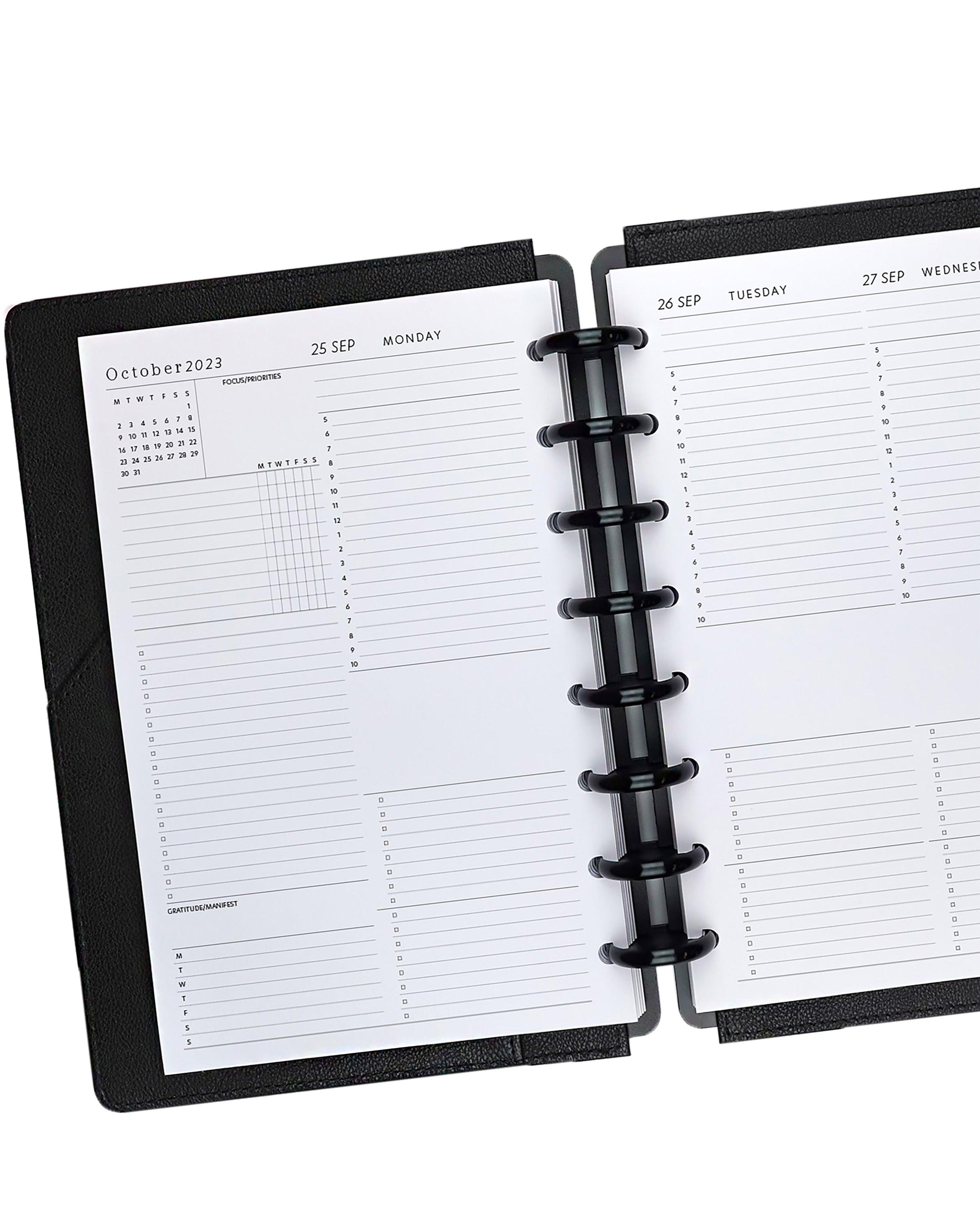  2024 Daily Planner Refills A5 Size, One Page Per Day, Monthly  Tabs, 6-Hole Punched, Jan 2024 - Dec 2024 : Office Products