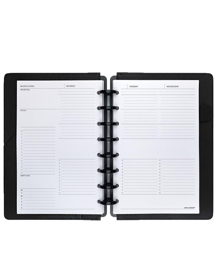 Daily planner inserts refill pages for discbound and six ring planners and planner binding systems by Janes Agenda.