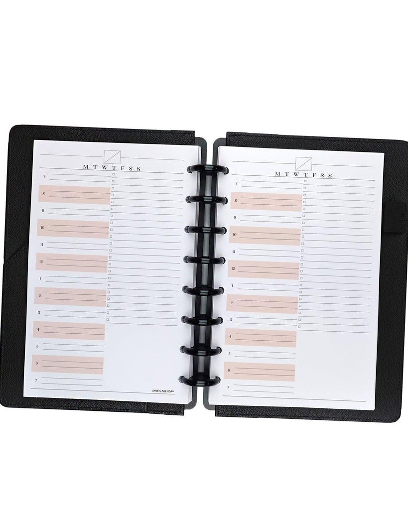 Undated daily planner inserts for discbound and six ring planners by Janes Agenda.