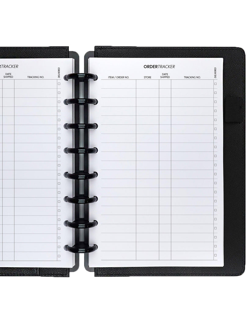 Order tracker planner insert pager for discbound and six ring planners by Janes Agenda.