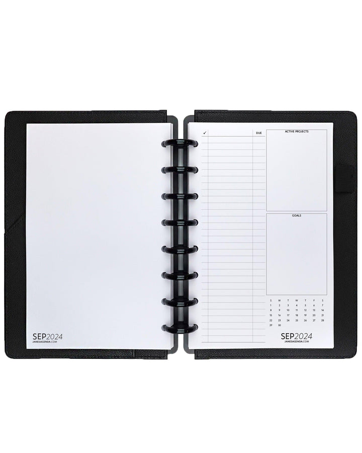 Monthly calendar planner inserts by Janes Agenda for discbound and six ring planners and planner binding systems.