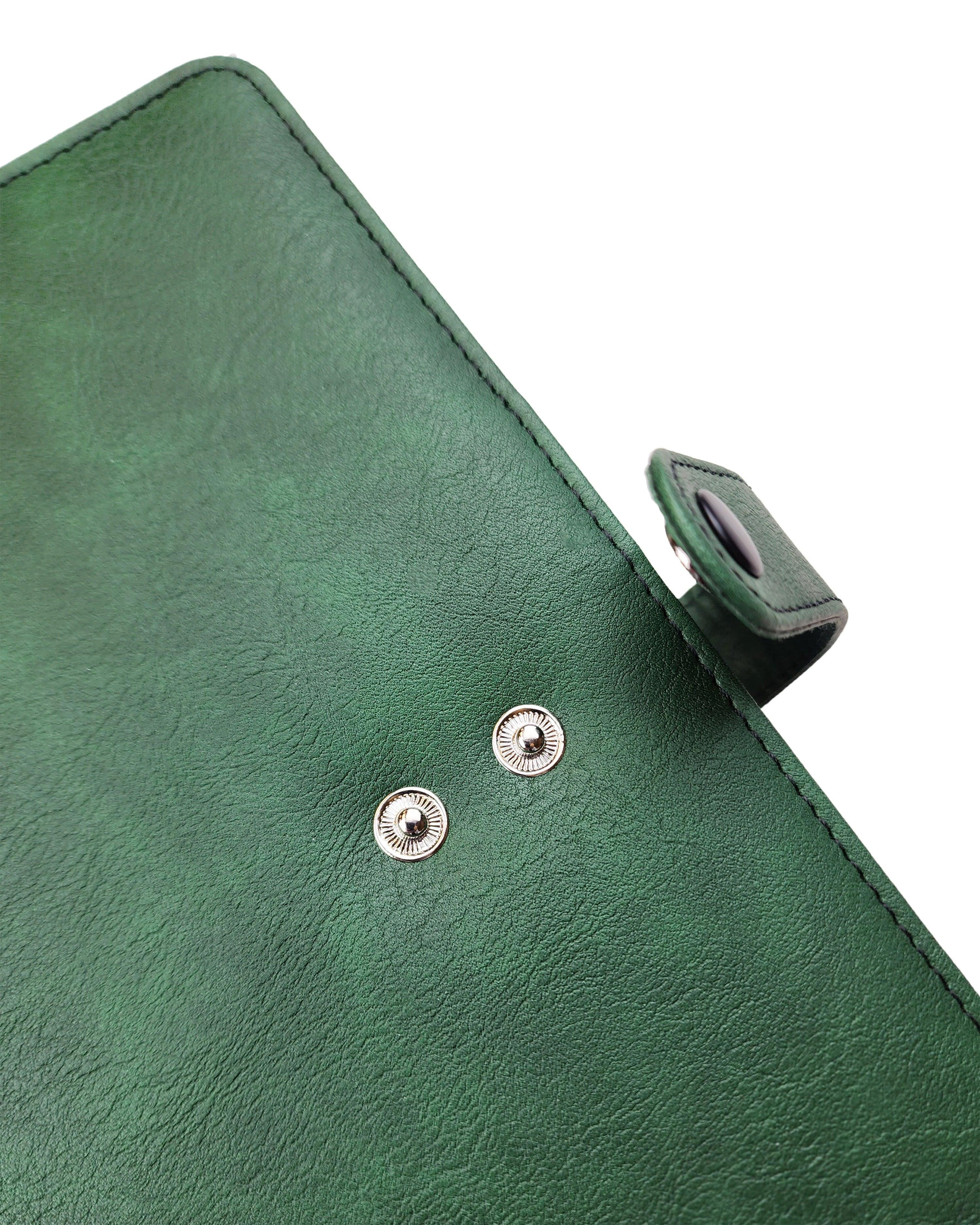 Green Wrap-around Vegan Leather Planner Cover folio for discbound planners by Janes Agenda.