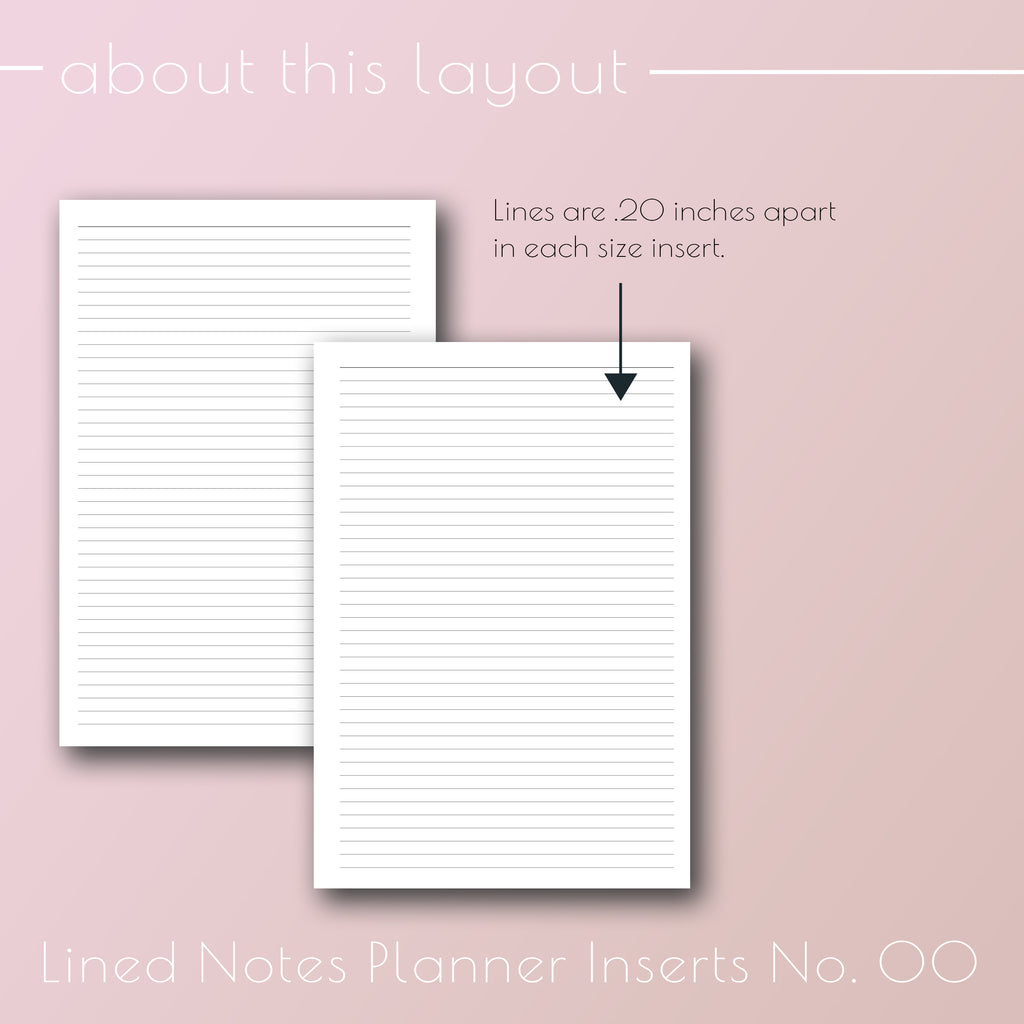 Lined Notes printable planner inserts designed by Jane's Agenda®.