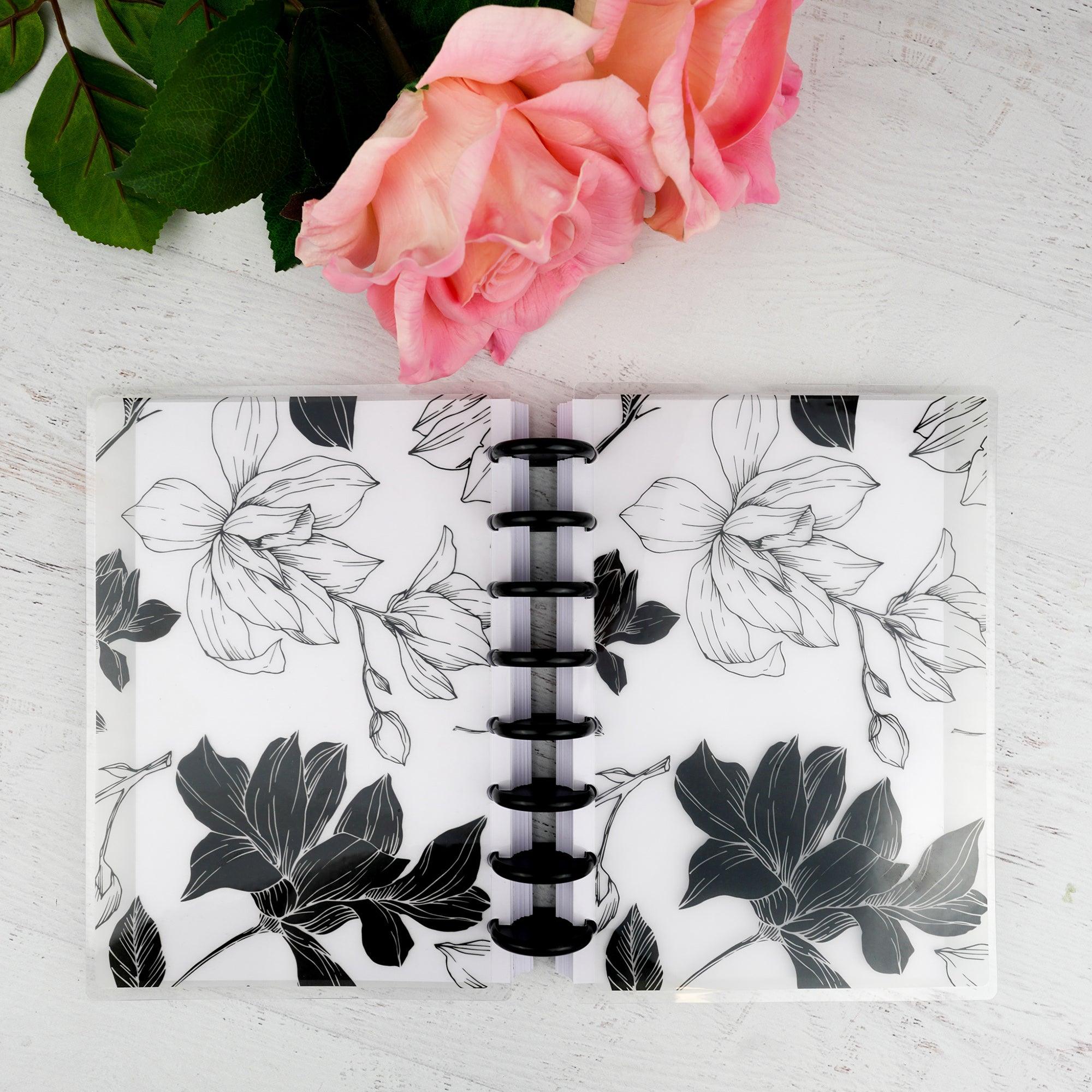 Transparent Disc-bound Planner Cover by Jane's AgendaMagnolia Floral Planner Cover Vellum for Mini, Junior, Classic, and Letter size discbound planners and notebooks by Jane's Agenda