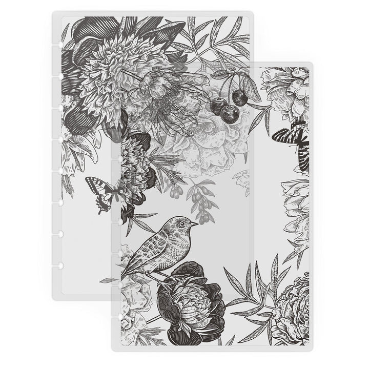 Vintage Floral Vellum Clear Translucent Planner Cover by Jane's Agenda® for disc-bound planner systems without binding.
