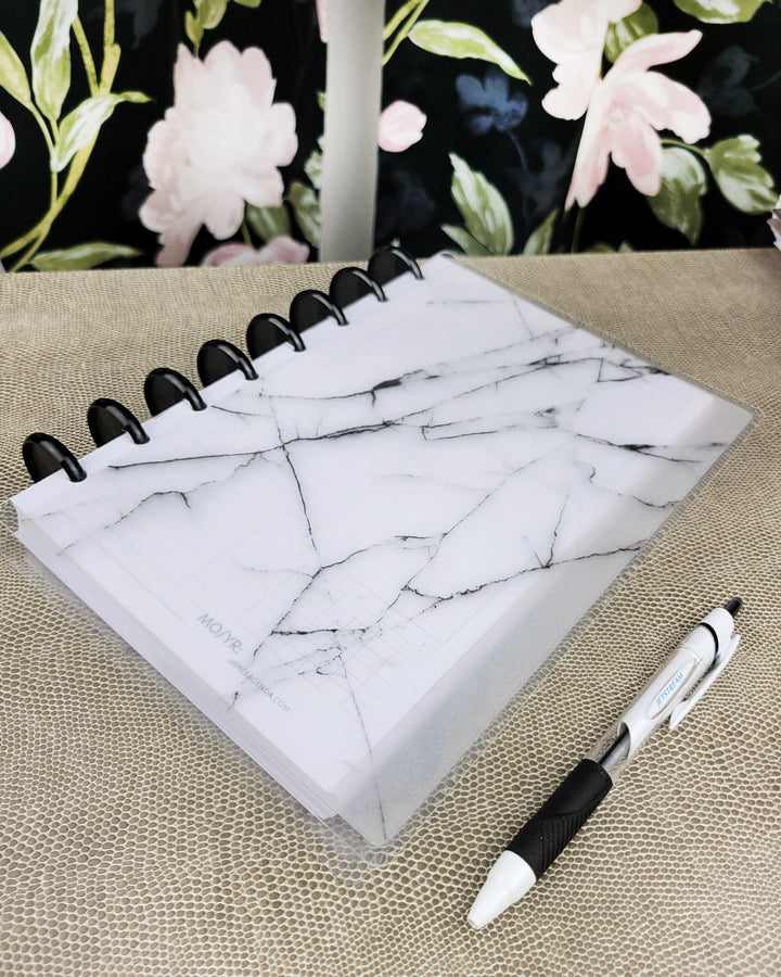 Marble planner cover for discbound planners by Jane's Agenda.