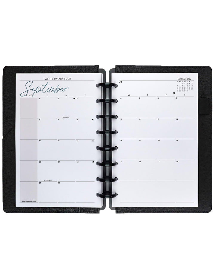 Monthly Planner Inserts by Janes Agenda for discbound and six ring planner systems.