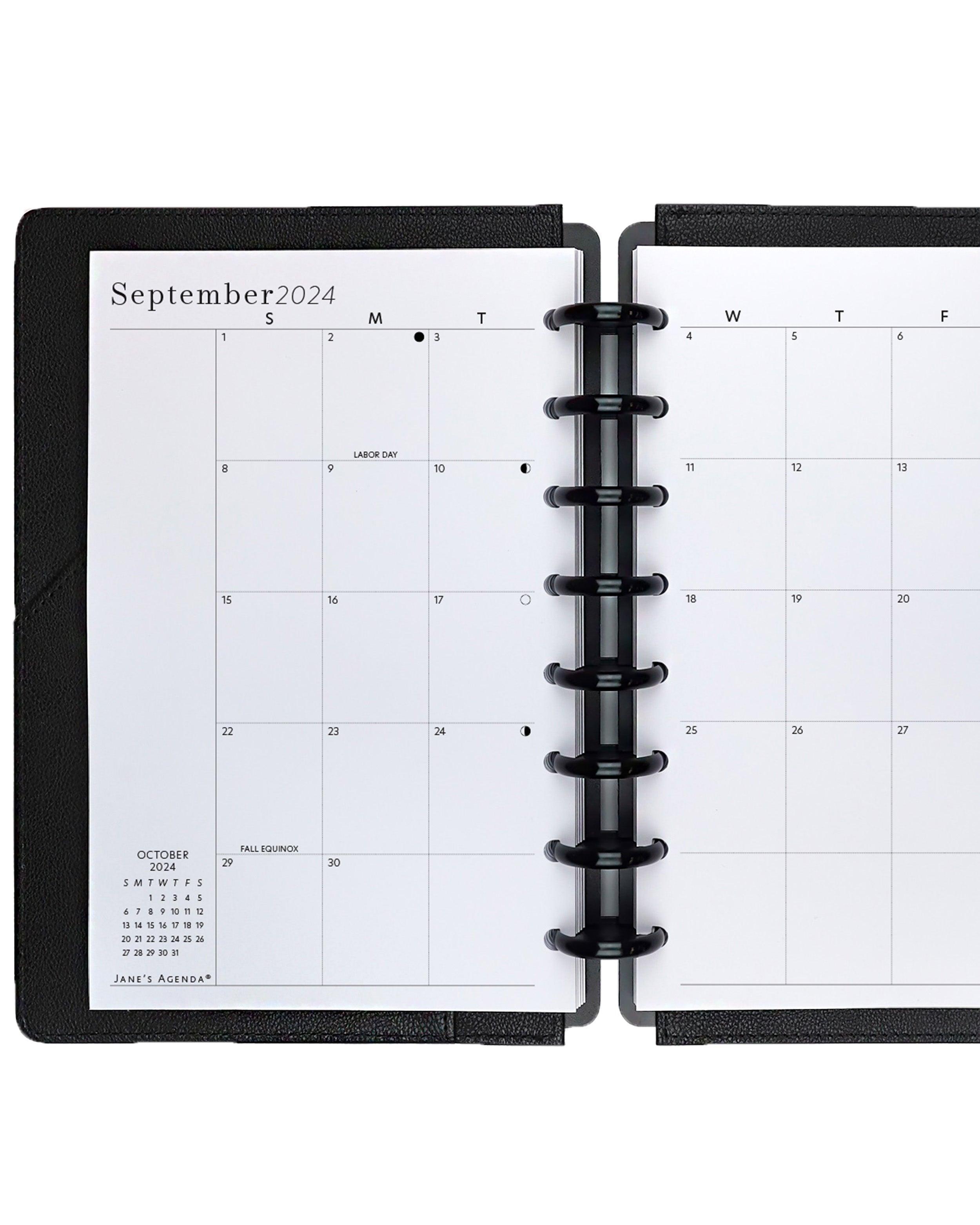 Monthly Planner Inserts refill calendar pages by Janes Agenda for discbound and six ring planner systems.