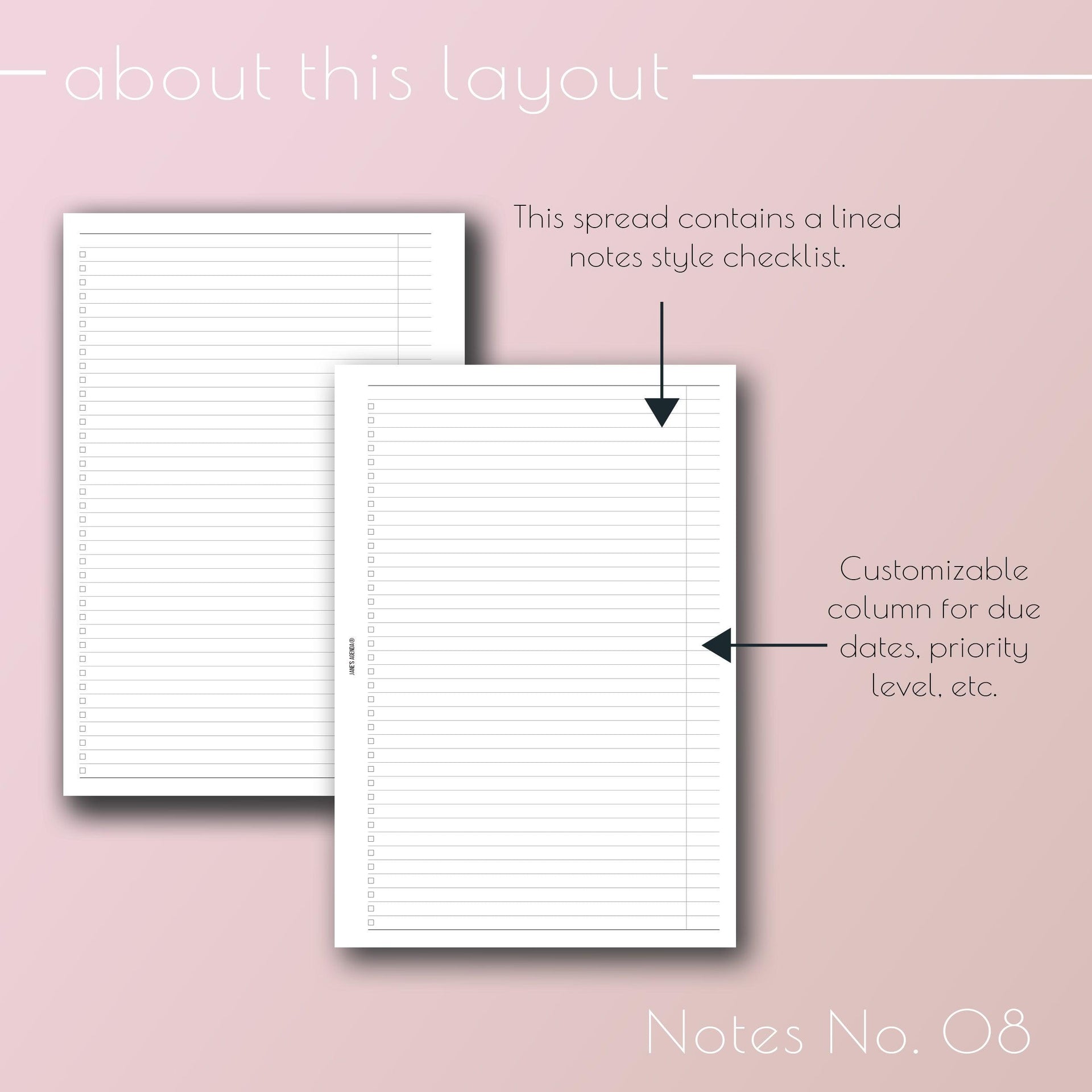 Deadline task list notes planner inserts by Jane's Agenda for disc-bound planner systems and agendas.