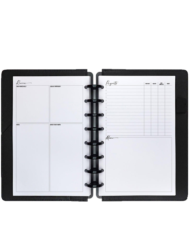 Weekly planner inserts pages for discbound and six ring planner binding systems and notebooks by Janes Agenda.