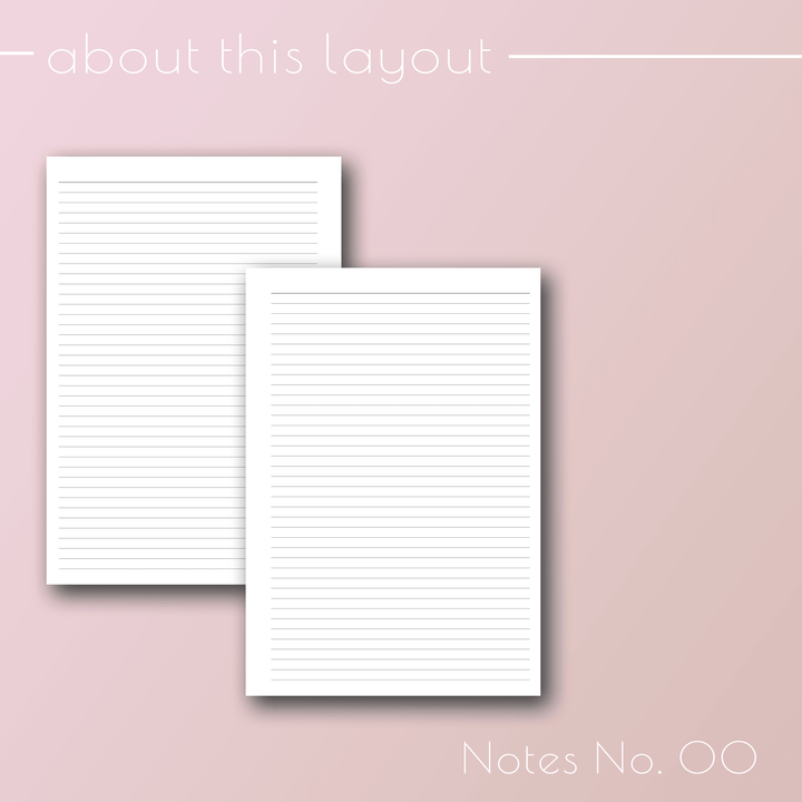 Planner Inserts Notes 00, Lined planner refill pages, by Jane's Agenda®.