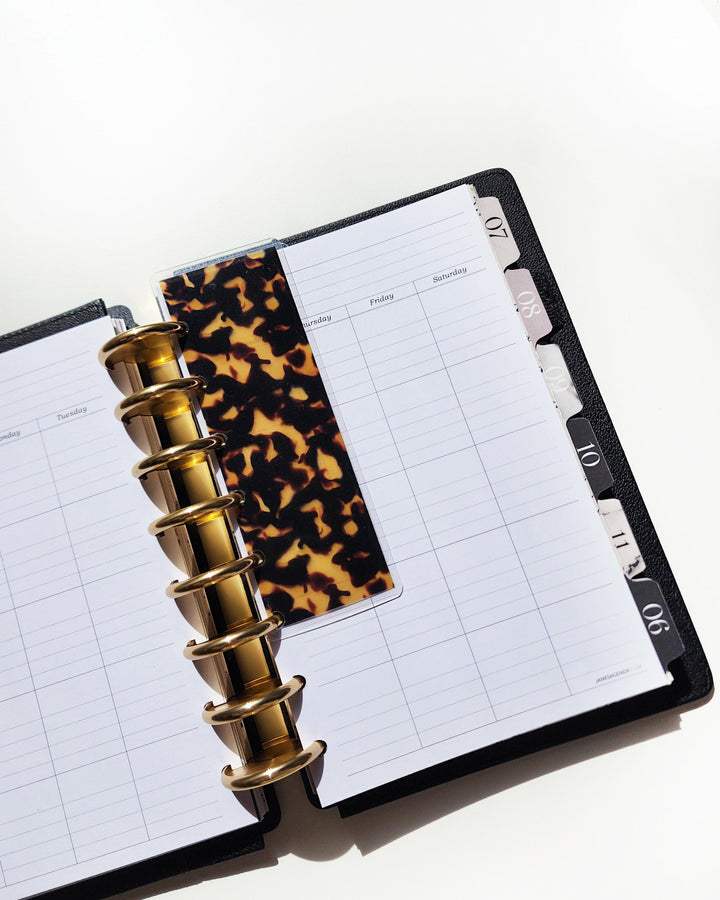 Tortoiseshell planner pagefinder for discbound and six ring planners by Janes Agenda.