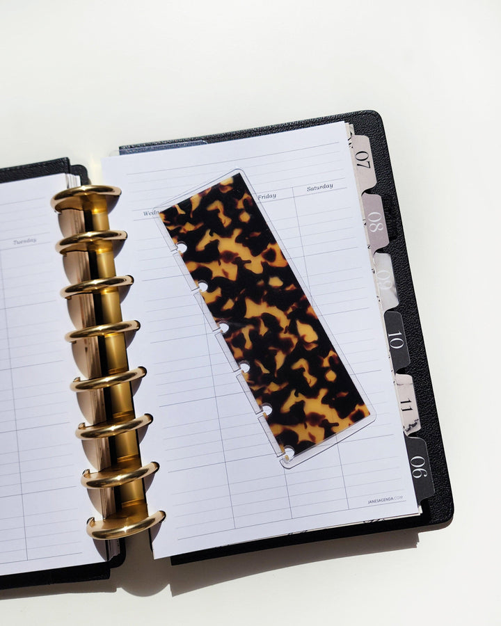 Tortoiseshell planner pagefinder for discbound and six ring planners by Janes Agenda.