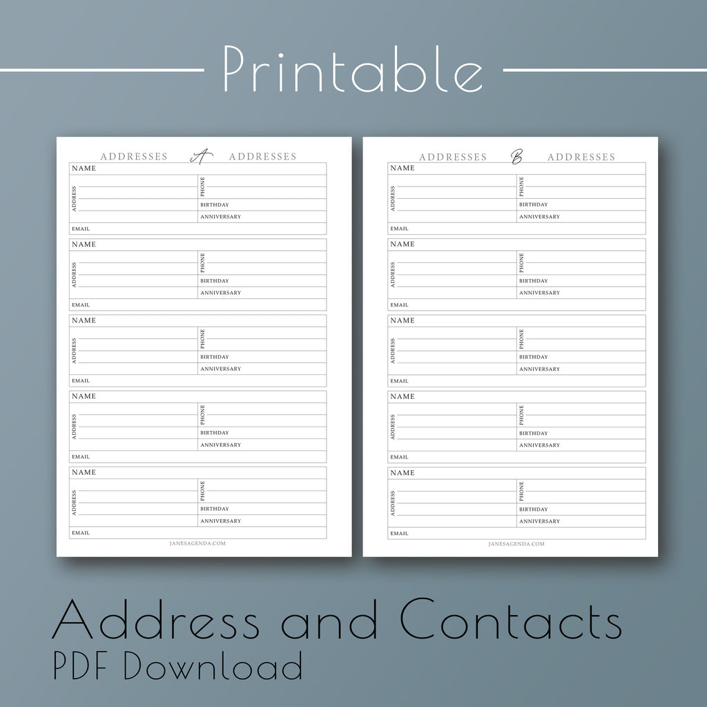 Printable planner inserts by Jane's Agenda for six ring and discbound planner systems.