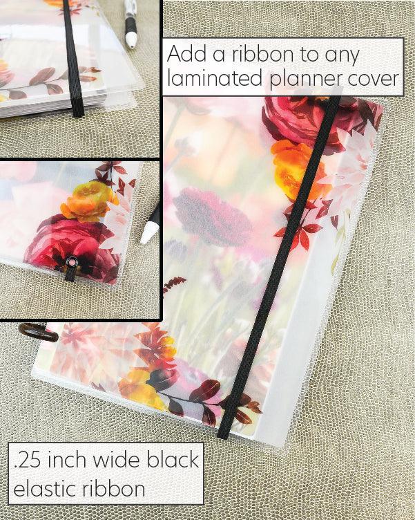 Add an elastic planner ribbon band to your discbound planner cover for securing your planner pages and keeping your cover closed for any discbound laminated planner cover by Jane's Agenda, a six ring and discbound planner company.
