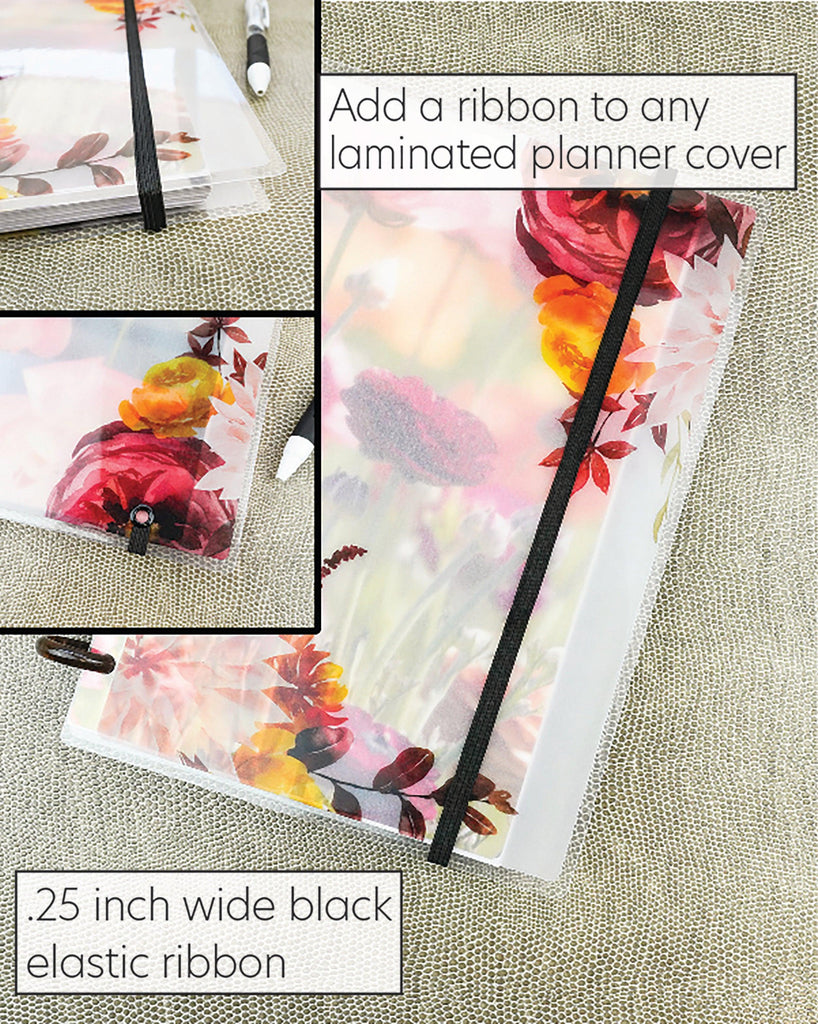 Jane's Agenda® planner covers with a black ribbon.