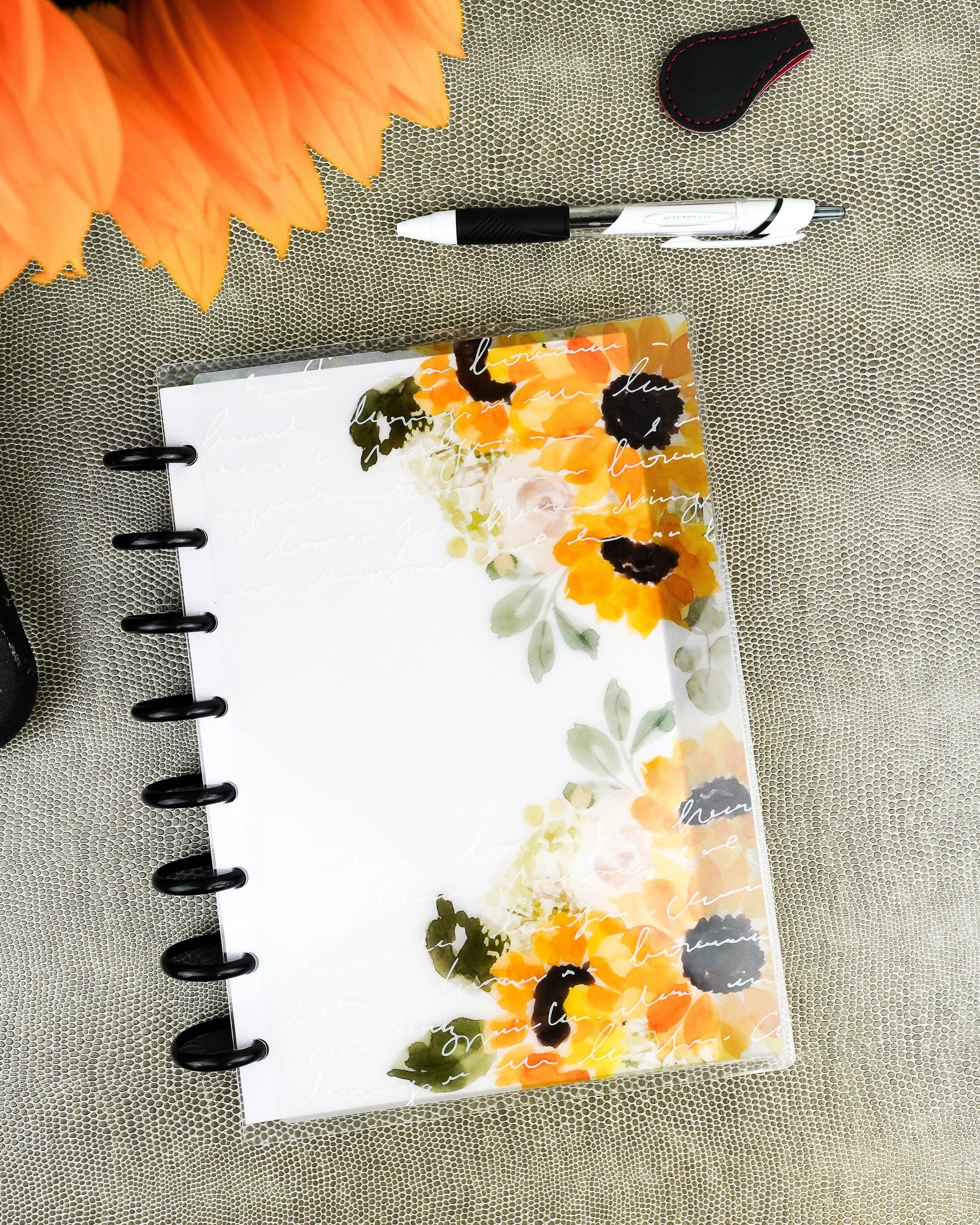 Sunflower discbound planner cover by Jane's Agenda®.