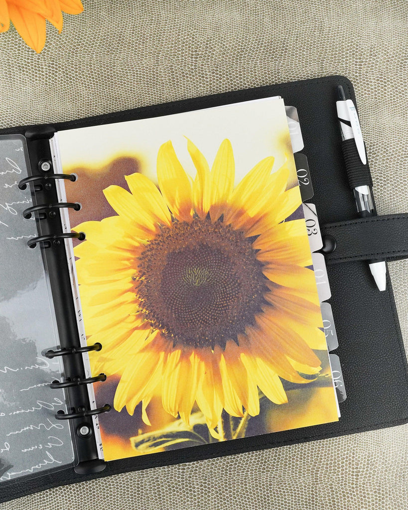 Sunflower discbound planner dashboard set by Jane's Agenda®.