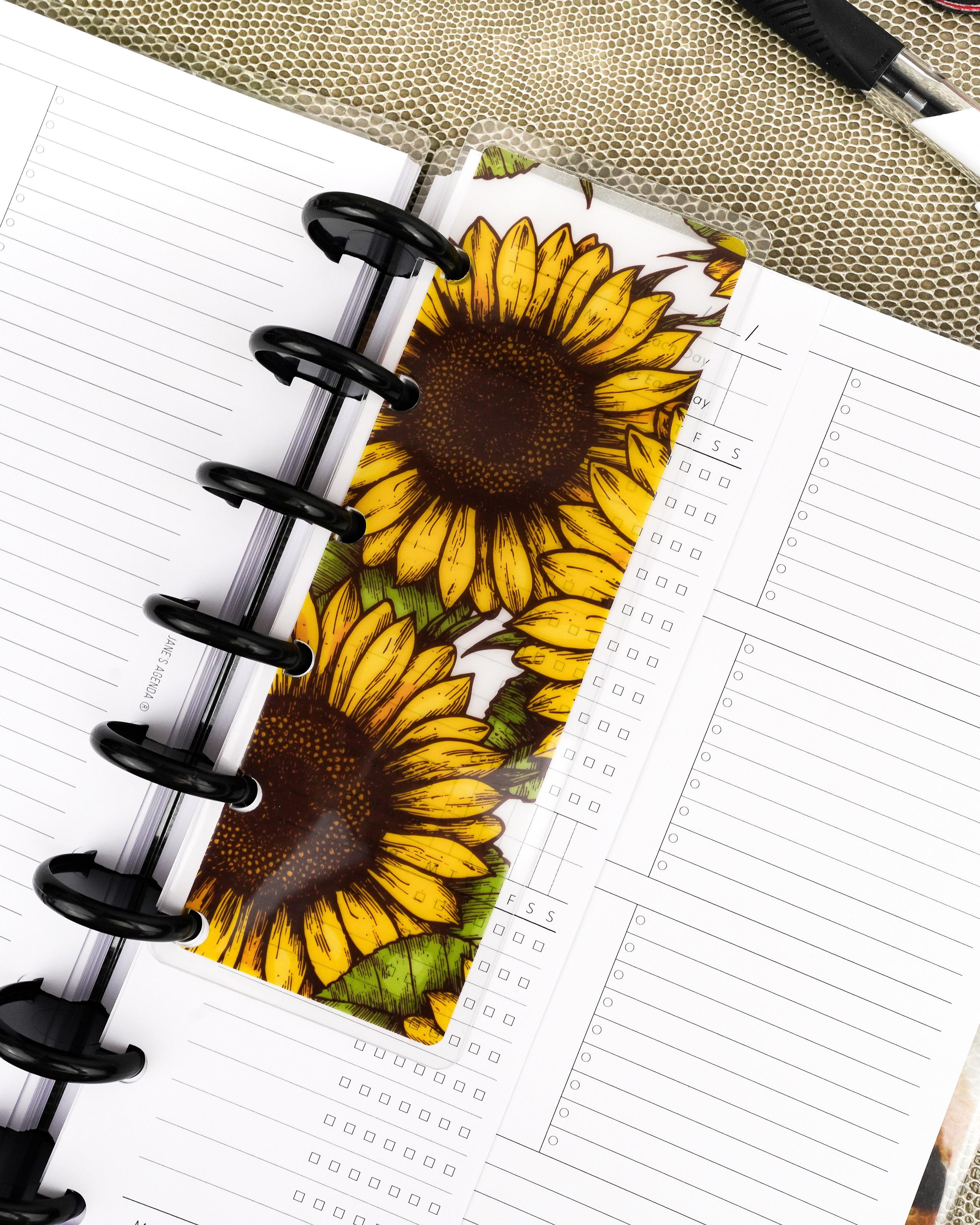 Sunflower discbound planner pagefinder bookmark by Jane's Agenda®.