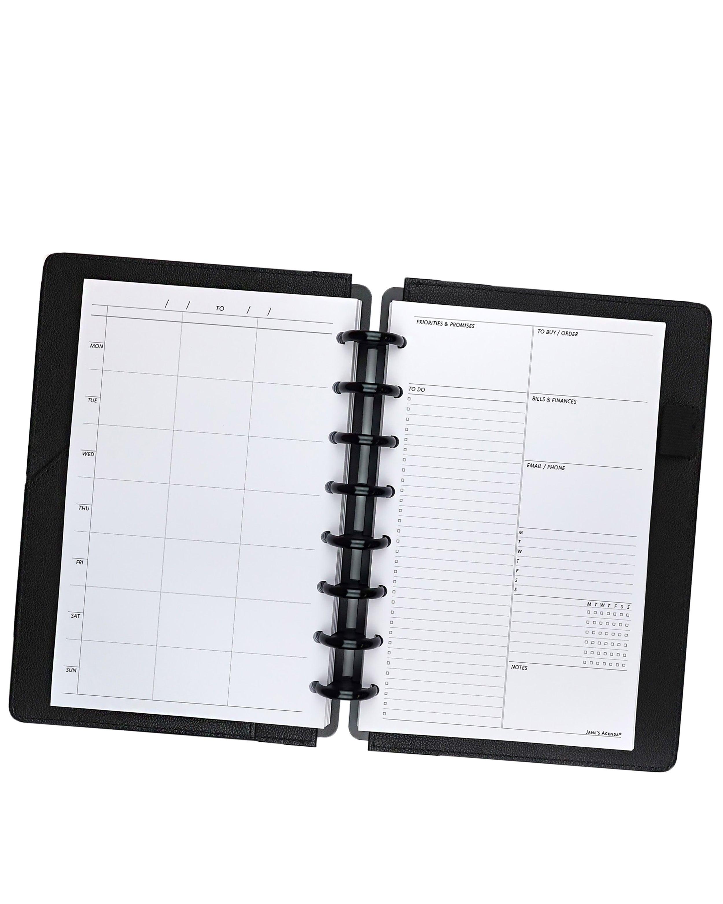 PRINTED Ruled Notepaper Planner Refills Inserts Mini Pocket 