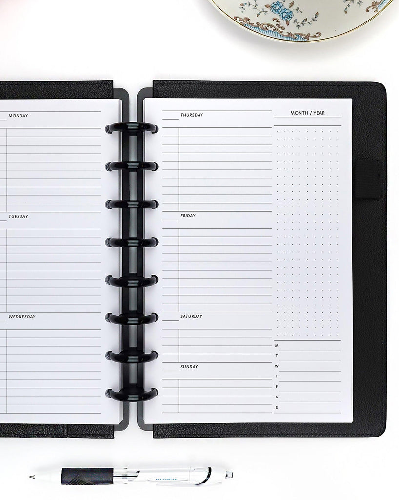 Weekly planner inserts by Jane's Agenda for discbound and six ring planner systems.