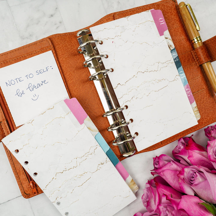 Gilded Marble Multi-color Tabbed Monthly Planner Dividers by Jane's Agenda